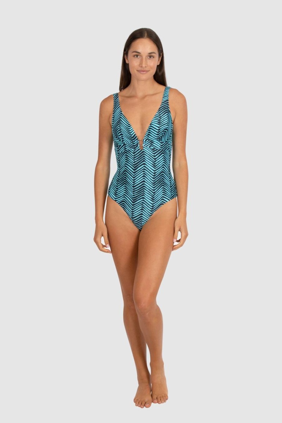 Swimwear BAKU V Neck | Tidal Wave Longline One Piece