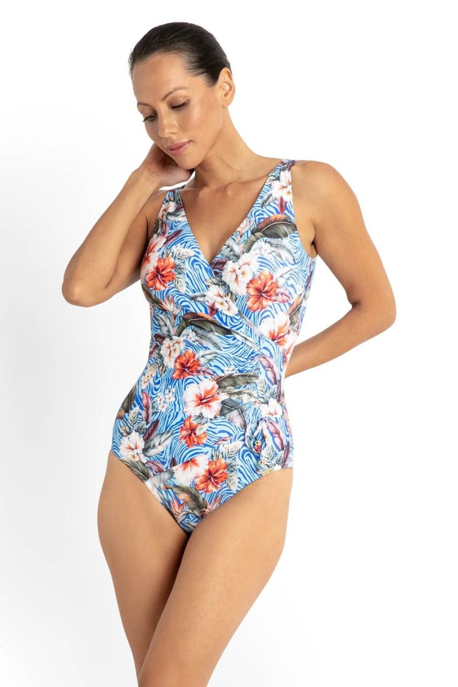 Swimwear JANTZEN V Neck | Africa Gathered Surplice One Piece