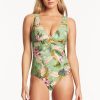 Swimwear SEA LEVEL V Neck | Lost Paradise Panel Line One Piece