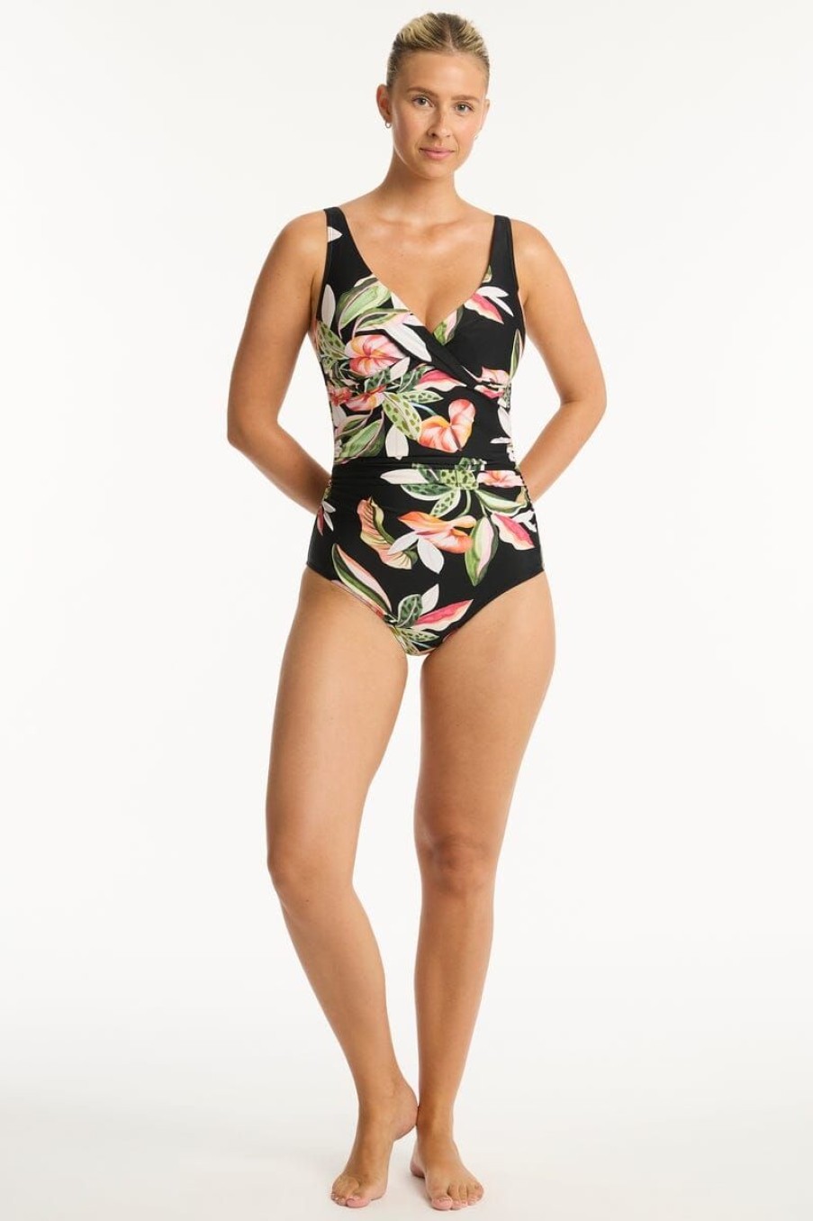 Swimwear SEA LEVEL V Neck | Sundown Cross Front Multifit One Piece