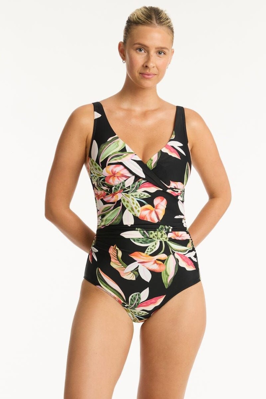 Swimwear SEA LEVEL V Neck | Sundown Cross Front Multifit One Piece