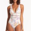 Swimwear SEA LEVEL V Neck | Botanica Spliced One Piece