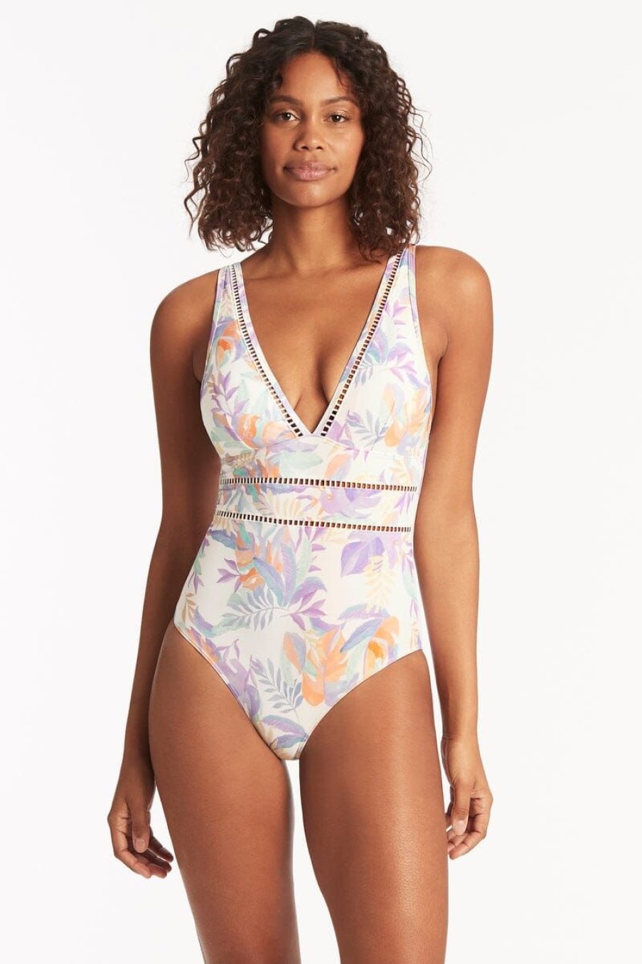 Swimwear SEA LEVEL V Neck | Botanica Spliced One Piece