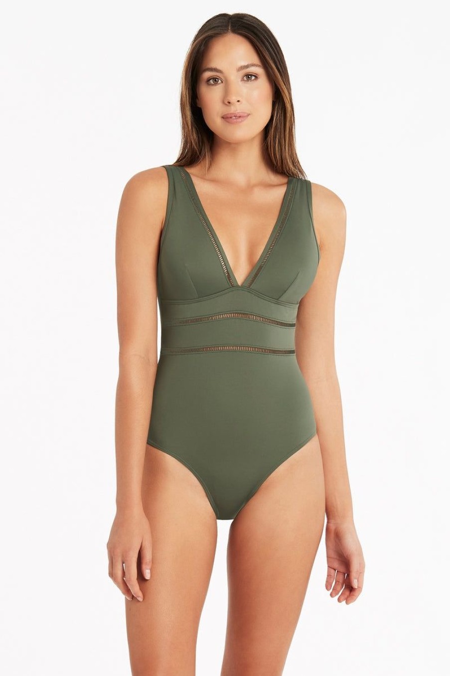 Swimwear SEA LEVEL V Neck | Essentials Spliced One Piece