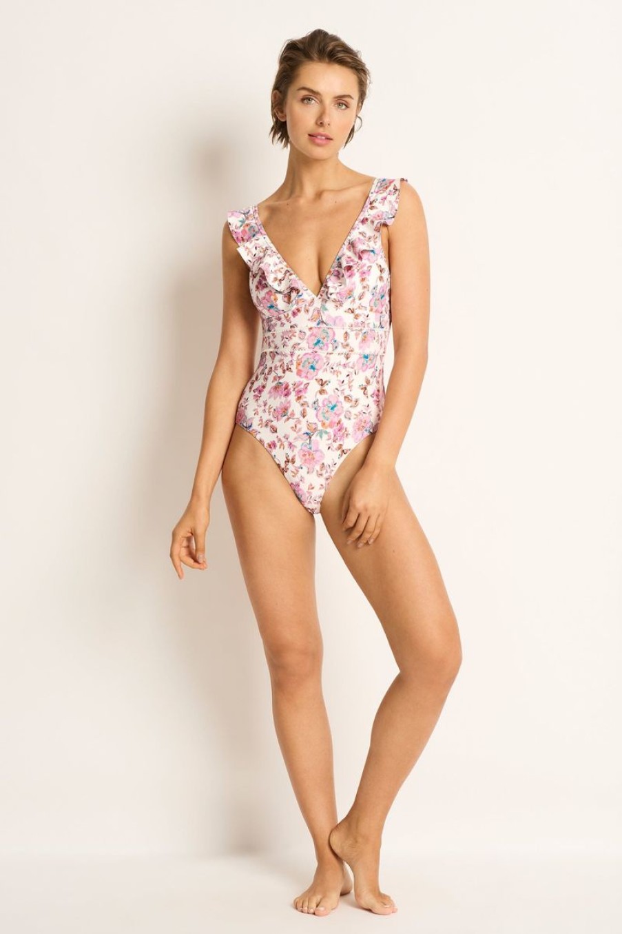 Swimwear MONTE AND LOU V Neck | Saneesha Multi Fit Frill One Piece