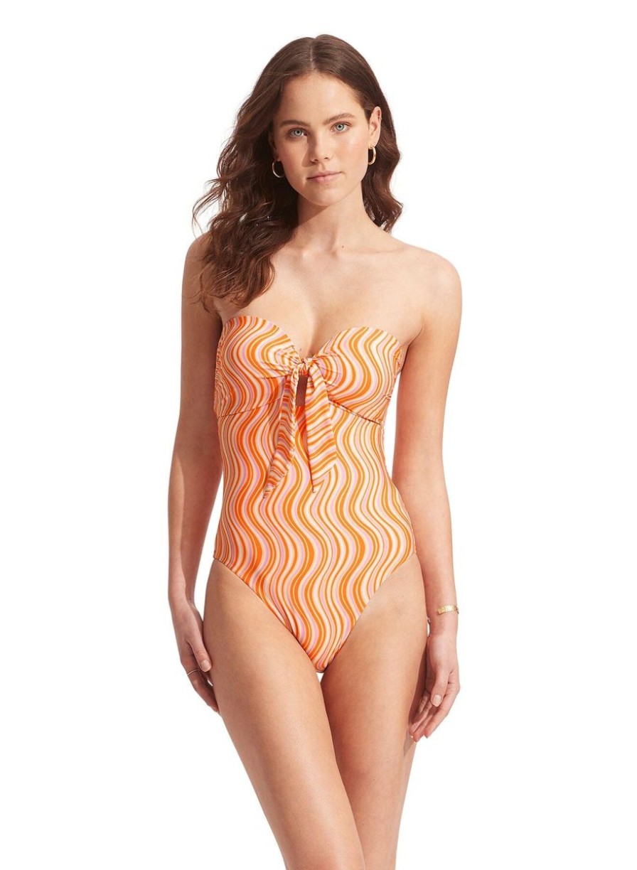 Swimwear SEAFOLLY Bandeau | Mod Squad Twist Tie Front One Piece