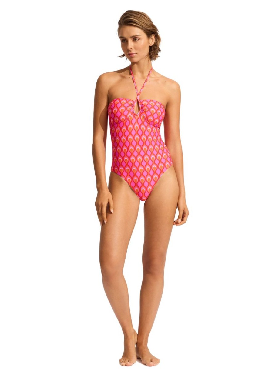 Swimwear SEAFOLLY Bandeau | Birds Of Paradise Diamond Wire One Piece