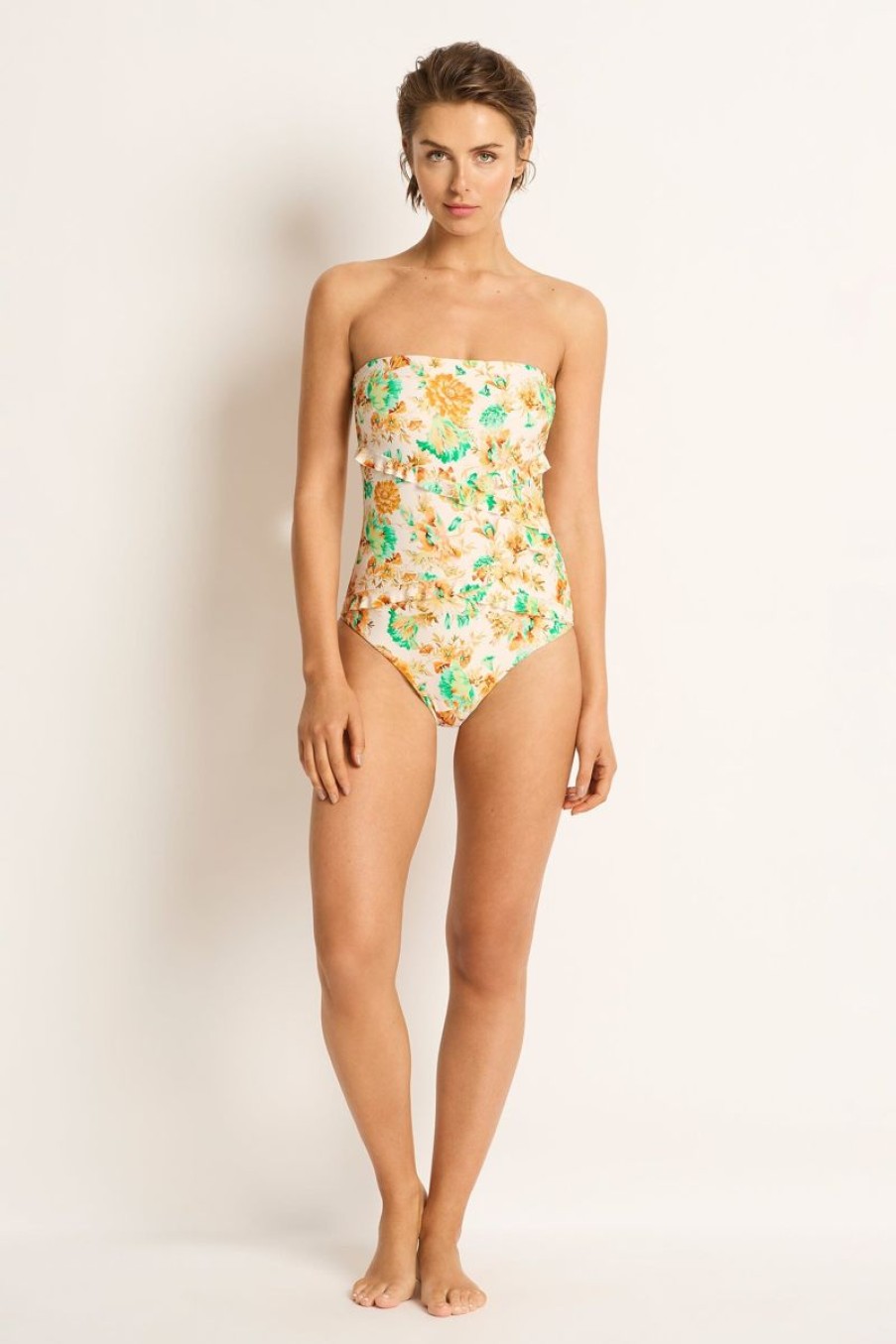 Swimwear MONTE AND LOU Bandeau | Romey Spliced Frill Bandeau One Piece