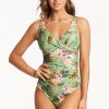 Swimwear SEA LEVEL V Neck | Lost Paradise Cross Front Multifit One Piece