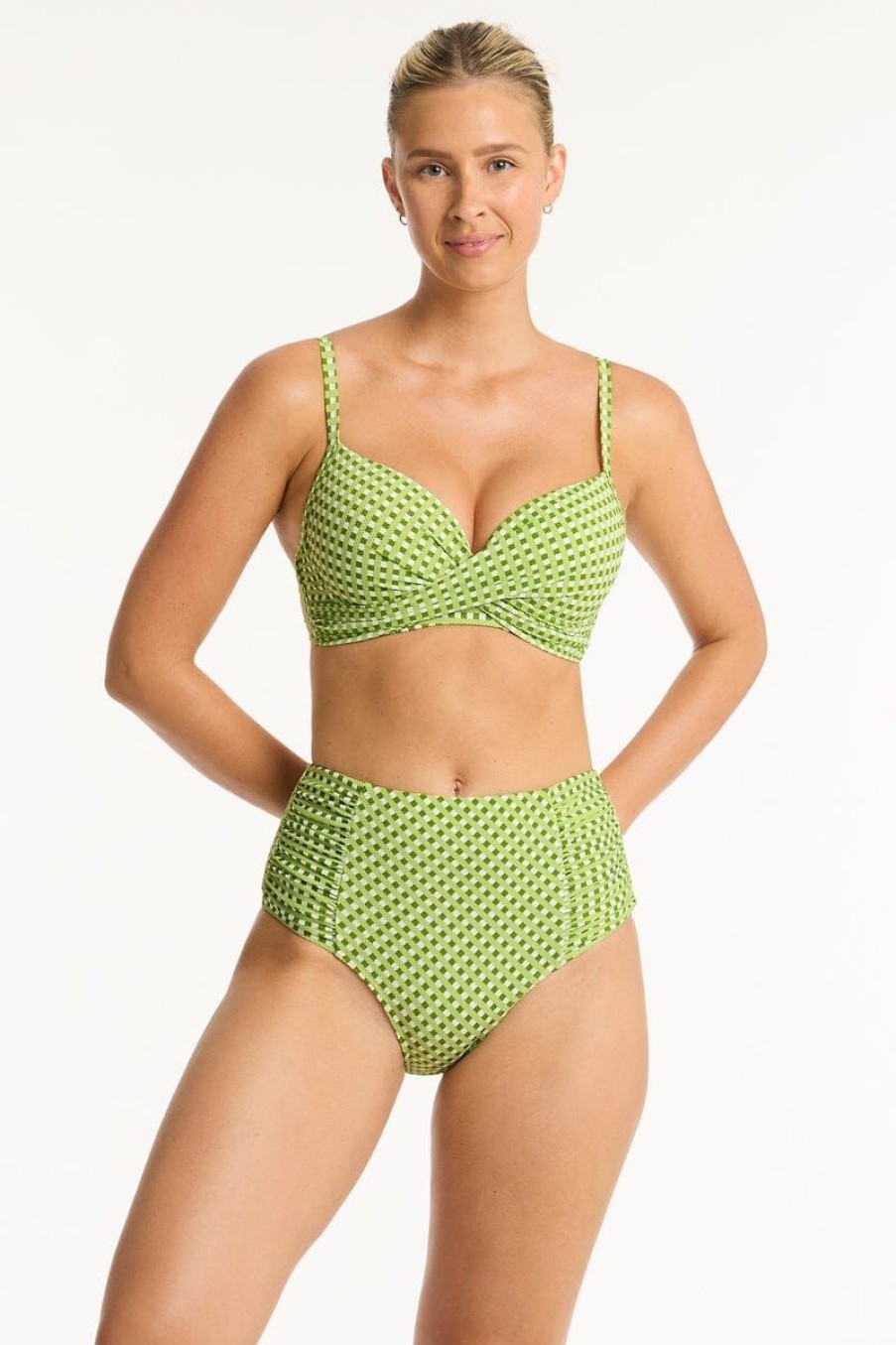 Swimwear SEA LEVEL D Cup + | Checkmate Cross Front Moulded Underwire Bra