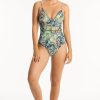 Swimwear SEA LEVEL V Neck | Wildflower Spliced Tri One Piece