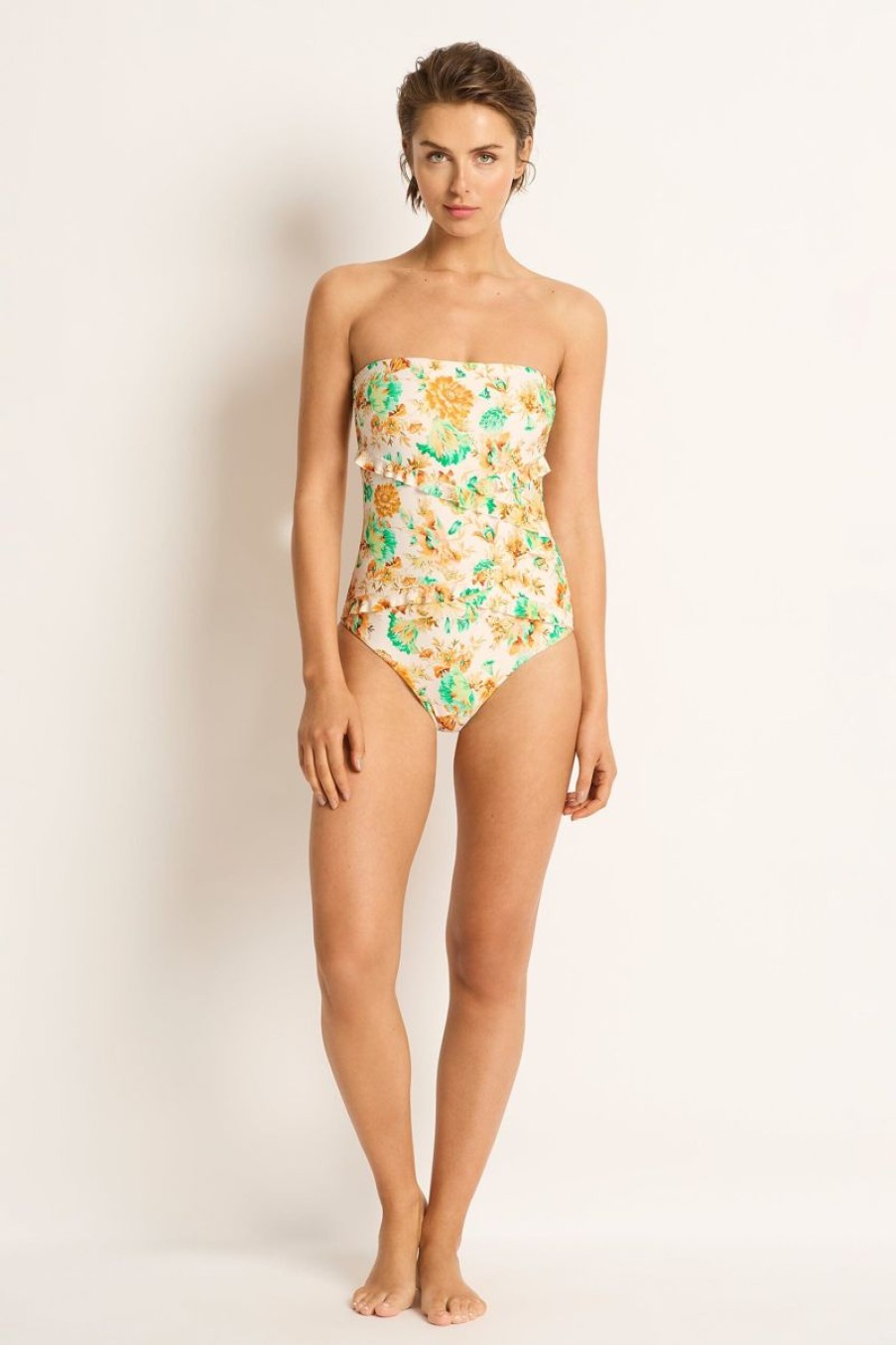 Swimwear MONTE AND LOU Bandeau | Romey Spliced Frill Bandeau One Piece