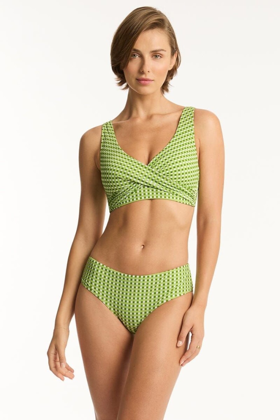 Swimwear SEA LEVEL Multifit | Checkmate Cross Front Multifit Bra Top