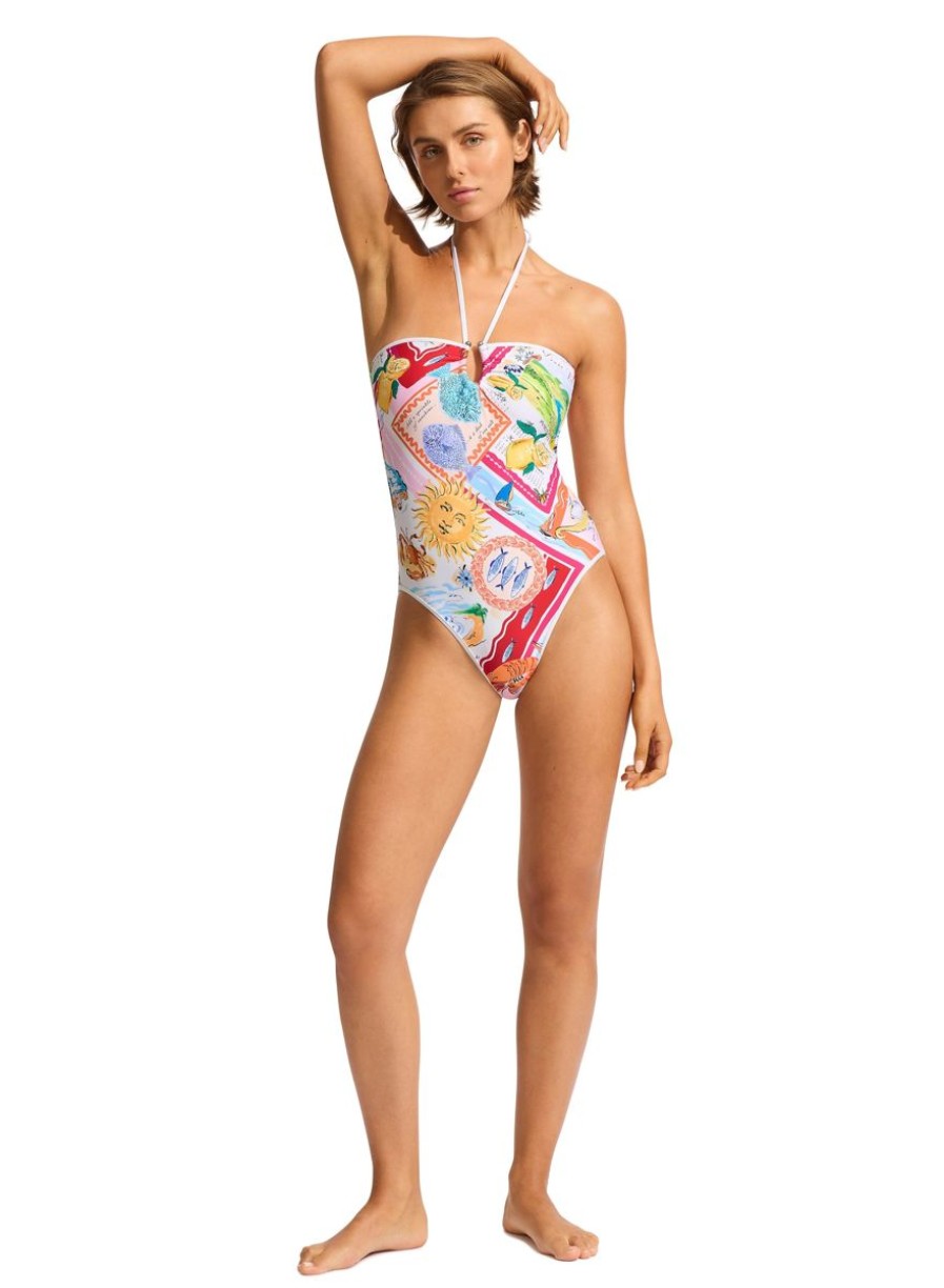 Swimwear SEAFOLLY Bandeau | Wish You Were Here Ring Front Bandeau One Piece