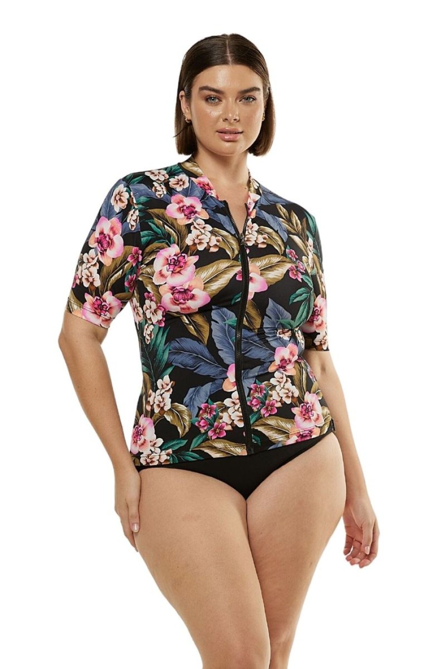 Swimwear CAPRIOSCA Sun Protection | Waikiki Short Sleeve Rash Vest