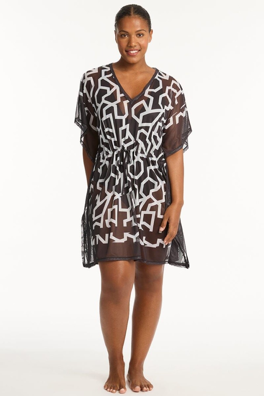 Clothing SEA LEVEL | Deco Panelled Mesh Kaftan